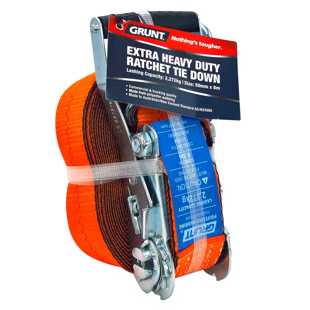 Grunt 50mm x 8m 2,272kg Orange Ratchet Tie Down
